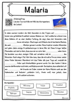 Vorschau - Unterrichtsreihen - Malaria Lückentext mit Wortspeicher Hörverstehen und Suchsel - Seite 1