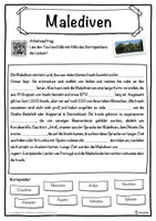 Vorschau - Unterrichtsreihen - Malediven Lückentext mit Wortspeicher Hörverstehen und Suchsel - Seite 1