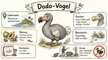 Vorschau - Arbeitsblätter - AB mit Fragen zum Thema "Dodo-Vogel" + Lösungsblatt + Infografik - Seite 1