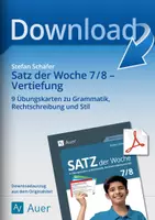 Vorschau - Aufgabenkarten - Satz der Woche – Vertiefung: 9 Übungskarten zu Grammatik, Rechtschreibung und Stil Klassen 7/8 - Deckblatt