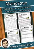 Vorschau - Unterrichtsreihen - Mangrove Lückentext mit Wortspeicher Hörverstehen und Suchsel - Deckblatt