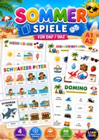 Vorschau - Spiele - Sommer - 4 Spiele für DaF/DaZ | Domino, Merk-Es-Dir, Drei-Gewinnt-Spiel, Schwarzer Peter - Deckblatt