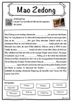 Vorschau - Unterrichtsreihen - Mao Zedong Lückentext mit Wortspeicher Hörverstehen und Suchsel - Seite 1