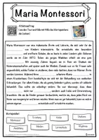 Vorschau - Unterrichtsreihen - Maria Montessori Lückentext mit Wortspeicher Hörverstehen und Suchsel - Seite 1