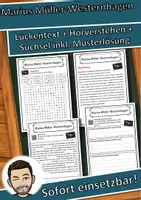 Vorschau - Unterrichtsreihen - Marius Müller-Westernhagen Lückentext mit Wortspeicher Hörverstehen und Suchsel - Deckblatt
