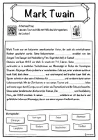 Vorschau - Unterrichtsreihen - Mark Twain Lückentext mit Wortspeicher Hörverstehen und Suchsel - Seite 1
