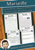 Vorschau - Unterrichtsreihen - Marseille Lückentext mit Wortspeicher Hörverstehen und Suchsel - Deckblatt