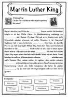 Vorschau - Unterrichtsreihen - Martin Luther King Lückentext mit Wortspeicher Hörverstehen und Suchsel - Seite 1