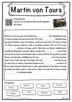 Vorschau - Unterrichtsreihen - Martin von Tours Lückentext mit Wortspeicher Hörverstehen und Suchsel - Seite 1