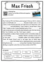 Vorschau - Unterrichtsreihen - Max Frisch Lückentext mit Wortspeicher Hörverstehen und Suchsel - Seite 1