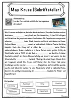 Vorschau - Unterrichtsreihen - Max Kruse (Schriftsteller) Lückentext mit Wortspeicher Hörverstehen und Suchsel - Seite 1