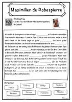 Vorschau - Unterrichtsreihen - Maximilien de Robespierre Lückentext mit Wortspeicher Hörverstehen und Suchsel - Seite 1