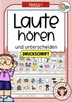 Vorschau - Unterrichtsreihen - Laute hören & unterscheiden – Klammerkarten mit Selbstkontrolle | Buchstabenweg DRUCKSCHRIFT Klasse 1 - Deckblatt