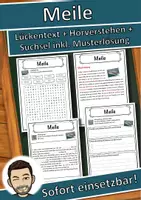 Vorschau - Unterrichtsreihen - Meile Lückentext mit Wortspeicher Hörverstehen und Suchsel - Deckblatt