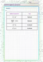 Vista previa - Hojas de trabajo - Exercises Agebraic Expressions - Answers key - página 3
