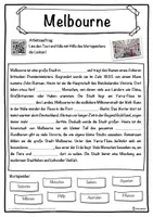 Vorschau - Unterrichtsreihen - Melbourne Lückentext mit Wortspeicher Hörverstehen und Suchsel - Seite 1