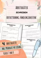 Vorschau - Arbeitsblätter - Handlungsbausteine | 4 Arbeitsblätter | Inkl. Merkblatt mit Lösung | Aufsatz schreiben | Deutsch | Klasse 7 und 8 - Deckblatt
