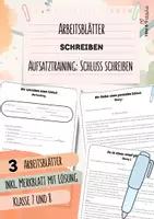 Vorschau - Arbeitsblätter - Schluss schreiben | 3 Arbeitsblätter | Inkl. Merkblatt mit Lösung | Aufsatz schreiben | Deutsch | Klasse 7 und 8 - Deckblatt