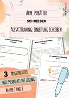 Vorschau - Arbeitsblätter - Einleitung schreiben | 3 Arbeitsblätter | Inkl. Merkblatt mit Lösung | Aufsatz schreiben | Deutsch | Klasse 7 und 8 - Deckblatt