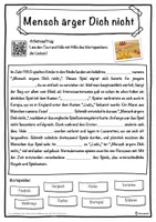 Vorschau - Unterrichtsreihen - Mensch ärger Dich nicht Lückentext mit Wortspeicher Hörverstehen und Suchsel - Seite 1