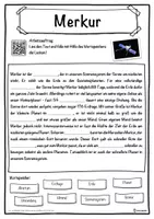 Vorschau - Unterrichtsreihen - Merkur Lückentext mit Wortspeicher Hörverstehen und Suchsel - Seite 1