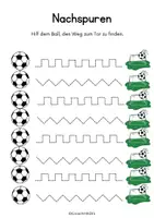 Vorschau - Arbeitsblätter - Kostenlos | Arbeitsblatt Nachspuren Fußball WM 2026 | Feinmotorik | Vorschule Kita ⚽️🥅 - Deckblatt