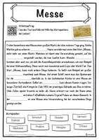 Vorschau - Unterrichtsreihen - Messe Lückentext mit Wortspeicher Hörverstehen und Suchsel - Seite 1