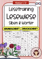Vorschau - Unterrichtsreihen - 🌸 Lesewiese - Silben & erste Wörter Druck- & Grundschrift - Deckblatt