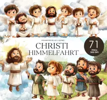 Vorschau - Bildkarten - Jesu Himmelfahrt Clipart Set, Bibelgeschichte für Kinder, Christliche Illustrationen, Sonntagsschule - Deckblatt