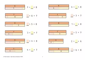 Vorschau - Arbeitsblätter - Addition bis 8, mit proportionalen Zahlzerlegungen rechnen - Seite 3