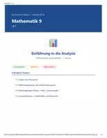 Vorschau - Arbeitsblätter - Mathematik 9 Gymnasium - Einführung in die Analysis - Deckblatt