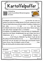 Vorschau - Unterrichtsreihen - Kartoffelpuffer Lückentext mit Wortspeicher Hörverstehen und Suchsel - Seite 1