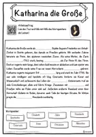 Vorschau - Unterrichtsreihen - Katharina die Große Lückentext mit Wortspeicher Hörverstehen und Suchsel - Seite 1