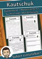 Vorschau - Unterrichtsreihen - Kautschuk Lückentext mit Wortspeicher Hörverstehen und Suchsel - Deckblatt