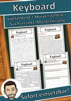 Vorschau - Unterrichtsreihen - Keyboard Lückentext mit Wortspeicher Hörverstehen und Suchsel - Deckblatt