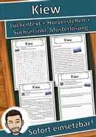 Vorschau - Unterrichtsreihen - Kiew Lückentext mit Wortspeicher Hörverstehen und Suchsel - Deckblatt