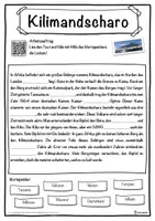 Vorschau - Unterrichtsreihen - Kilimandscharo Lückentext mit Wortspeicher Hörverstehen und Suchsel - Seite 1
