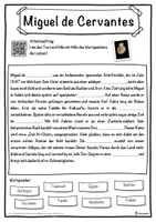 Vorschau - Unterrichtsreihen - Miguel de Cervantes Lückentext mit Wortspeicher Hörverstehen und Suchsel - Seite 1