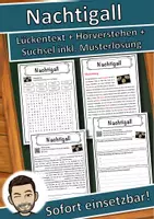 Vorschau - Unterrichtsreihen - Nachtigall Lückentext mit Wortspeicher Hörverstehen und Suchsel - Deckblatt