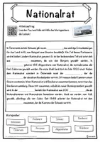 Vorschau - Unterrichtsreihen - Nationalrat Lückentext mit Wortspeicher Hörverstehen und Suchsel - Seite 1