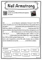 Vorschau - Unterrichtsreihen - Neil Armstrong Lückentext mit Wortspeicher Hörverstehen und Suchsel - Seite 1