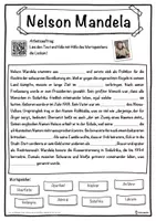 Vorschau - Unterrichtsreihen - Nelson Mandela Lückentext mit Wortspeicher Hörverstehen und Suchsel - Seite 1