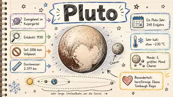 Vorschau - Arbeitsblätter - AB mit Fragen zum Thema "Pluto" + Lösungsblatt + Infografik - Seite 1