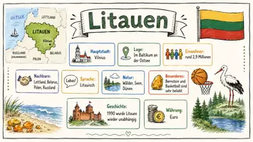 Vorschau - Arbeitsblätter - AB mit Fragen zum Thema "Litauen" + Lösungsblatt + Infografik - Seite 1