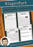 Vorschau - Unterrichtsreihen - Klagenfurt Lückentext mit Wortspeicher Hörverstehen und Suchsel - Deckblatt
