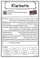 Vorschau - Unterrichtsreihen - Klarinette Lückentext mit Wortspeicher Hörverstehen und Suchsel - Seite 1