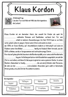 Vorschau - Unterrichtsreihen - Klaus Kordon Lückentext mit Wortspeicher Hörverstehen und Suchsel - Seite 1