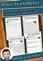 Vorschau - Unterrichtsreihen - Klaus Störtebeker Lückentext mit Wortspeicher Hörverstehen und Suchsel - Deckblatt