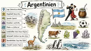 Vorschau - Arbeitsblätter - AB mit Fragen zum Thema "Argentinien" + Lösungsblatt + Infografik - Seite 1