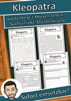 Vorschau - Unterrichtsreihen - Kleopatra Lückentext mit Wortspeicher Hörverstehen und Suchsel - Deckblatt